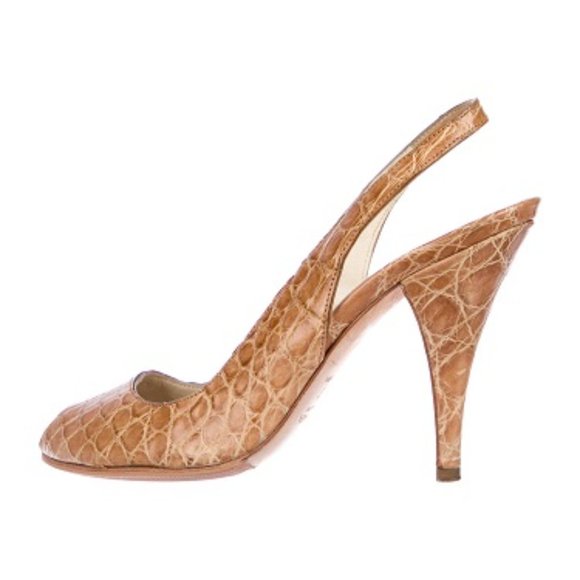 Vintage Prada Embossed Leather Slingback Sandals - Picture 2 of 5